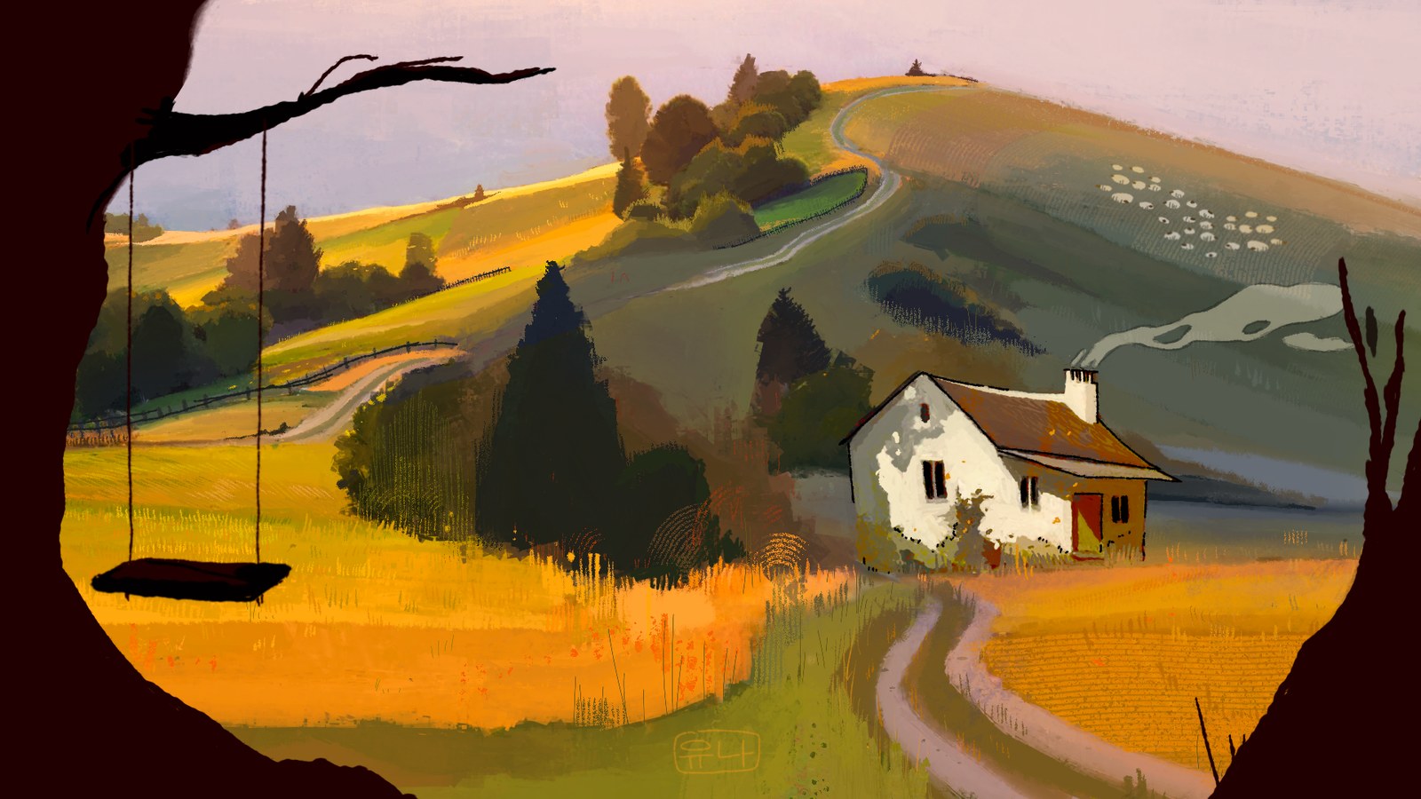 Background Painting — countryside